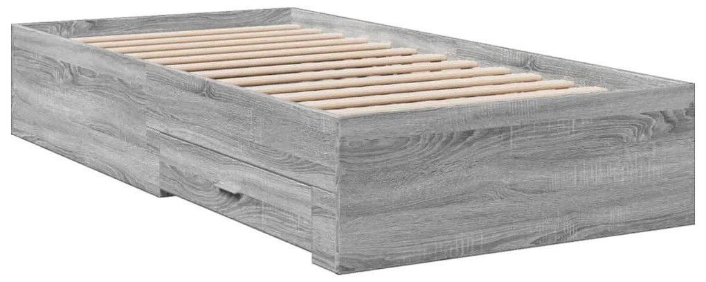 vidaXL Πλαίσιο Κρεβατιού με Συρτάρια Γκρι Sonoma 75x190 εκ. Επεξ. Ξύλο