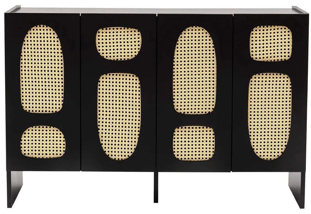Μπουφές Simona 141HWR1117 120x40x80cm Black-Natural Μοριοσανίδα,Ξύλο