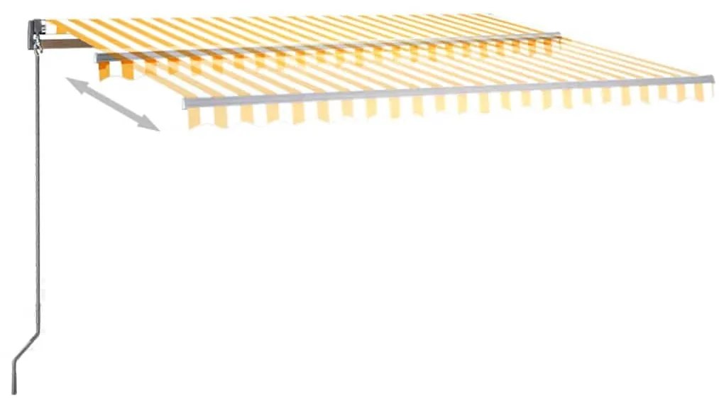 vidaXL Τέντα Αυτόματη με LED &amp; Αισθ. Ανέμου Κίτρινο/Λευκό 400x300 εκ.