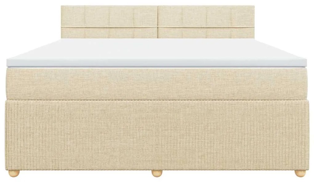 vidaXL Κρεβάτι Boxspring με Στρώμα Κρεμ 180x200 εκ. Υφασμάτινο