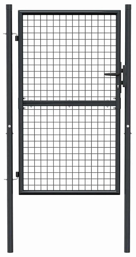 vidaXL Πόρτα Περίφραξης με Πλέγμα Γκρι 100 x 200 εκ. Γαλβαν. Χάλυβας