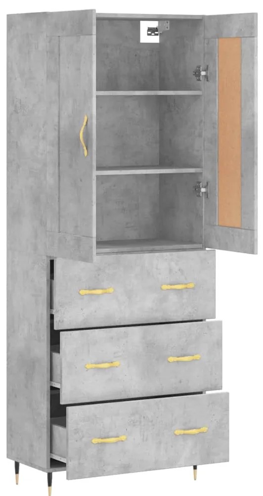 vidaXL Ντουλάπι Γκρι Σκυροδέματος 69,5x34x180 εκ. Επεξεργασμένο Ξύλο