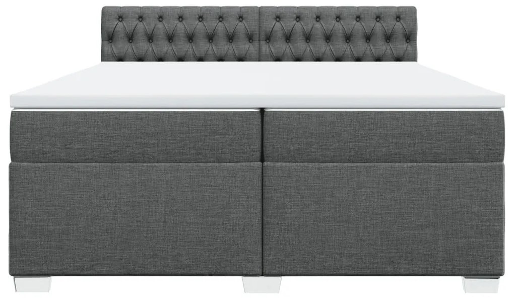 Κρεβάτι Boxspring με Στρώμα Σκούρο Γκρι 200x200 εκ. Υφασμάτινο - Γκρι