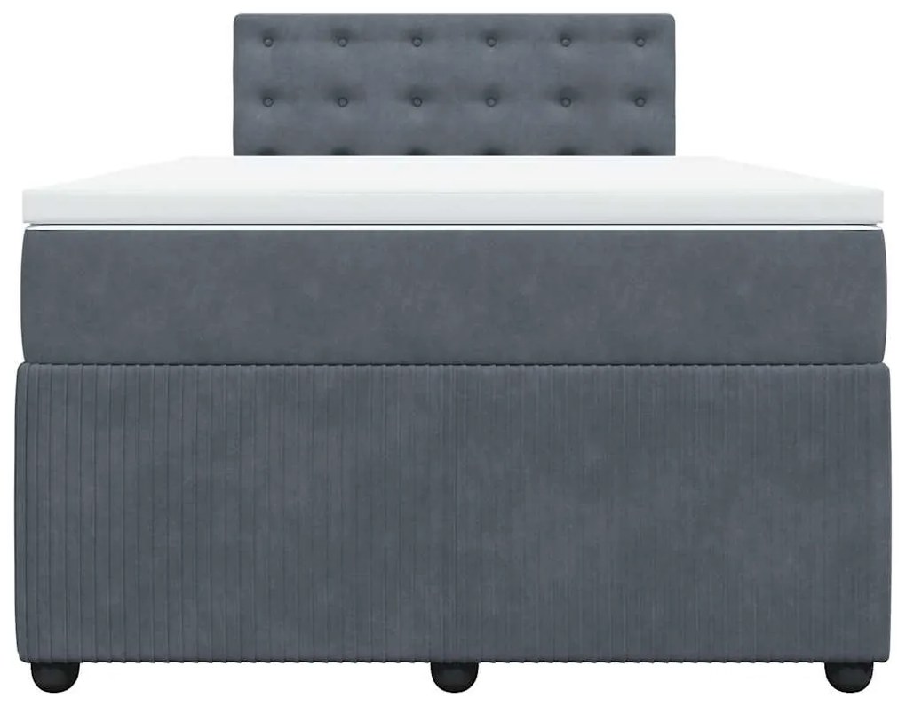 vidaXL Κρεβάτι Boxspring με Στρώμα Σκούρο Γκρι 120x190 εκ. Βελούδινο
