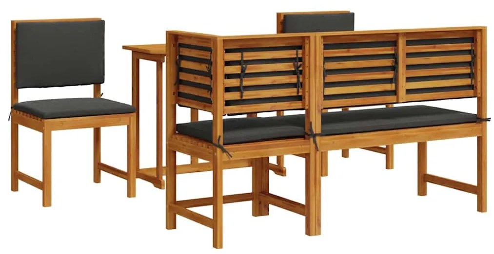 vidaXL Σετ Μπιστρό Κήπου 4 pcs Καφέ Μασίφ ξύλο ακακίας