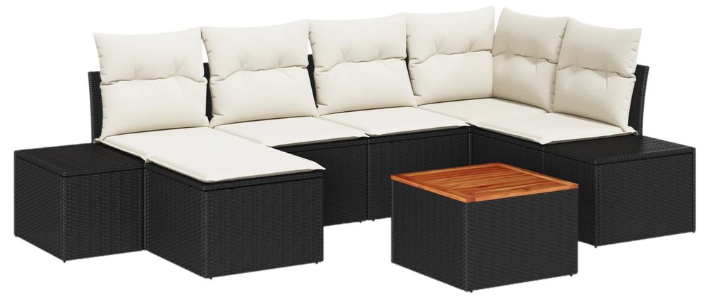 vidaXL Σετ Καναπέ Κήπου 7 pcs Μαύρος, λευκός
