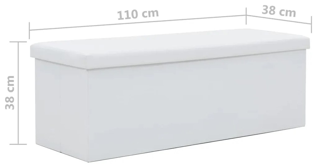 vidaXL Πάγκος Αποθήκευσης Λευκός 110 x 38 x 38 εκ. Συνθετικό Δέρμα