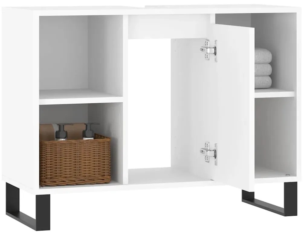 vidaXL Ντουλάπι Μπάνιου Λευκό 80 x 33 x 60 εκ. Επεξεργασμένο Ξύλο