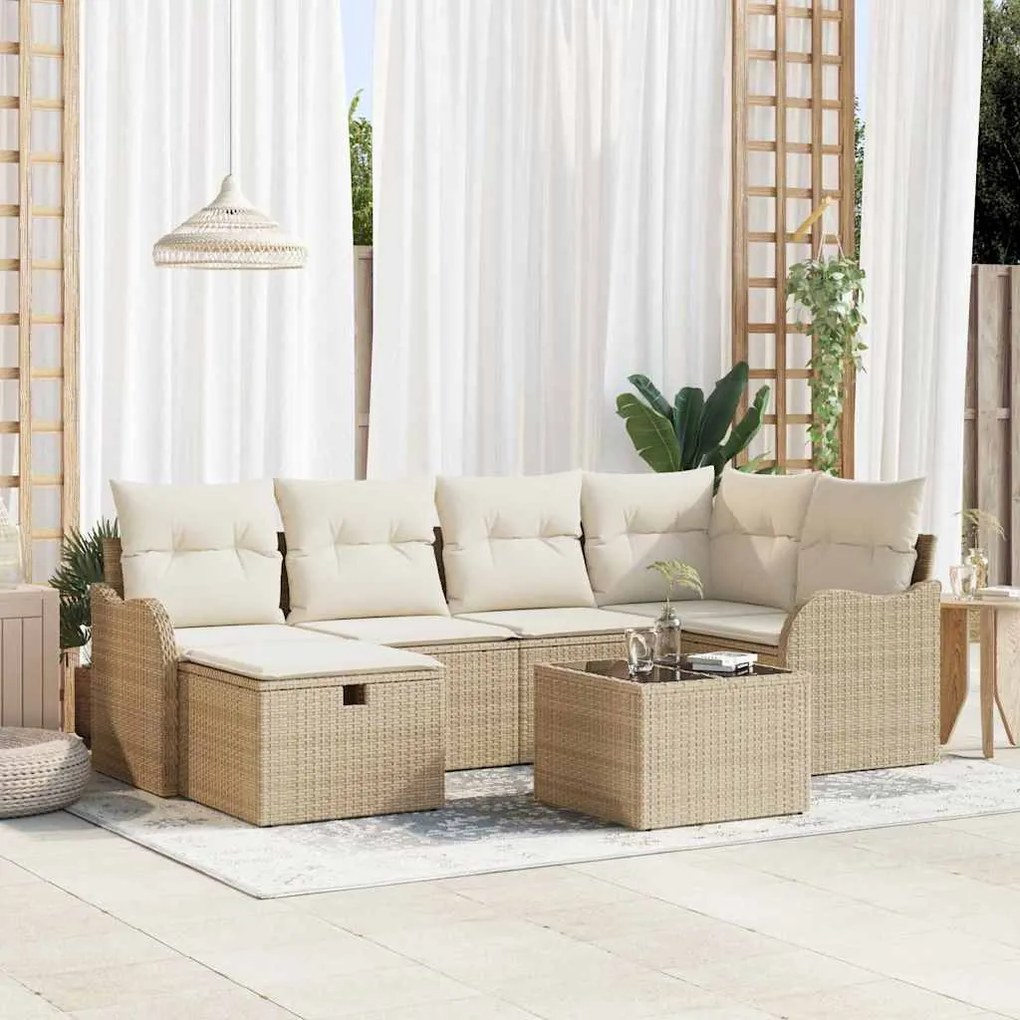 vidaXL Σετ Καναπέ Κήπου 7 pcs μπεζ και κρεμ 232.5 x 122.5 x 85 εκ