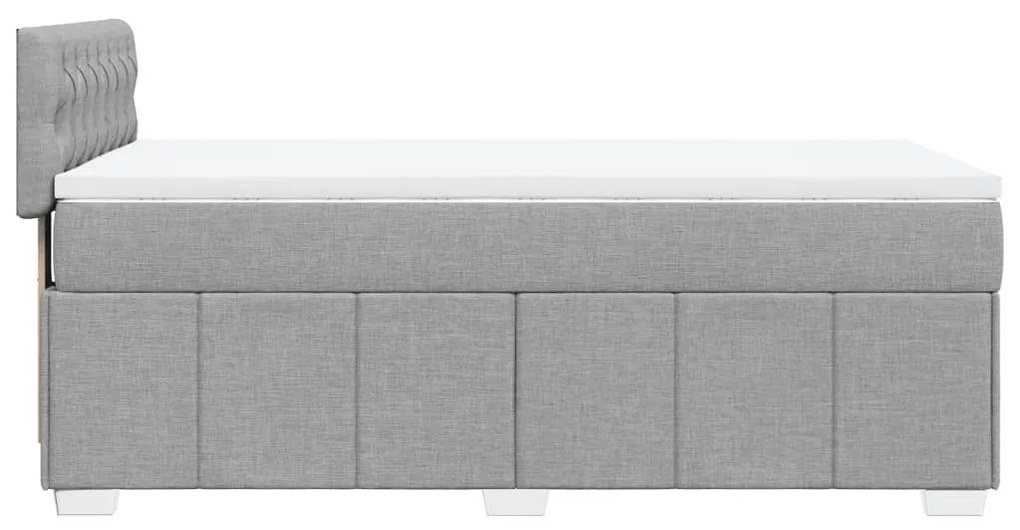 Κρεβάτι Boxspring με Στρώμα Ανοιχτό Γκρι 90x200 εκ. Υφασμάτινο - Γκρι