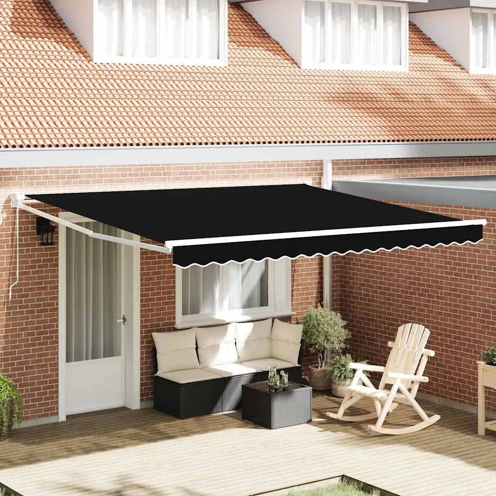 vidaXL Manual Retractable Awning Μαύρη 400x300 εκ.