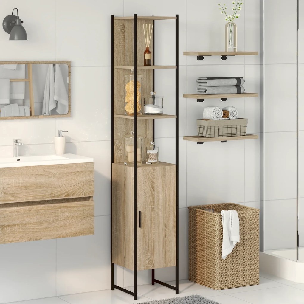 vidaXL Ντουλάπι Μπάνιου Sonoma Oak 33x33x185,5 cm Επεξεργασμένο ξύλο