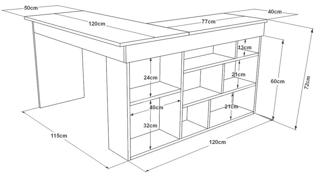 Γραφείο ArteLibre CANN Πεύκο/Ανθρακί Μοριοσανίδα 115x120x72cm