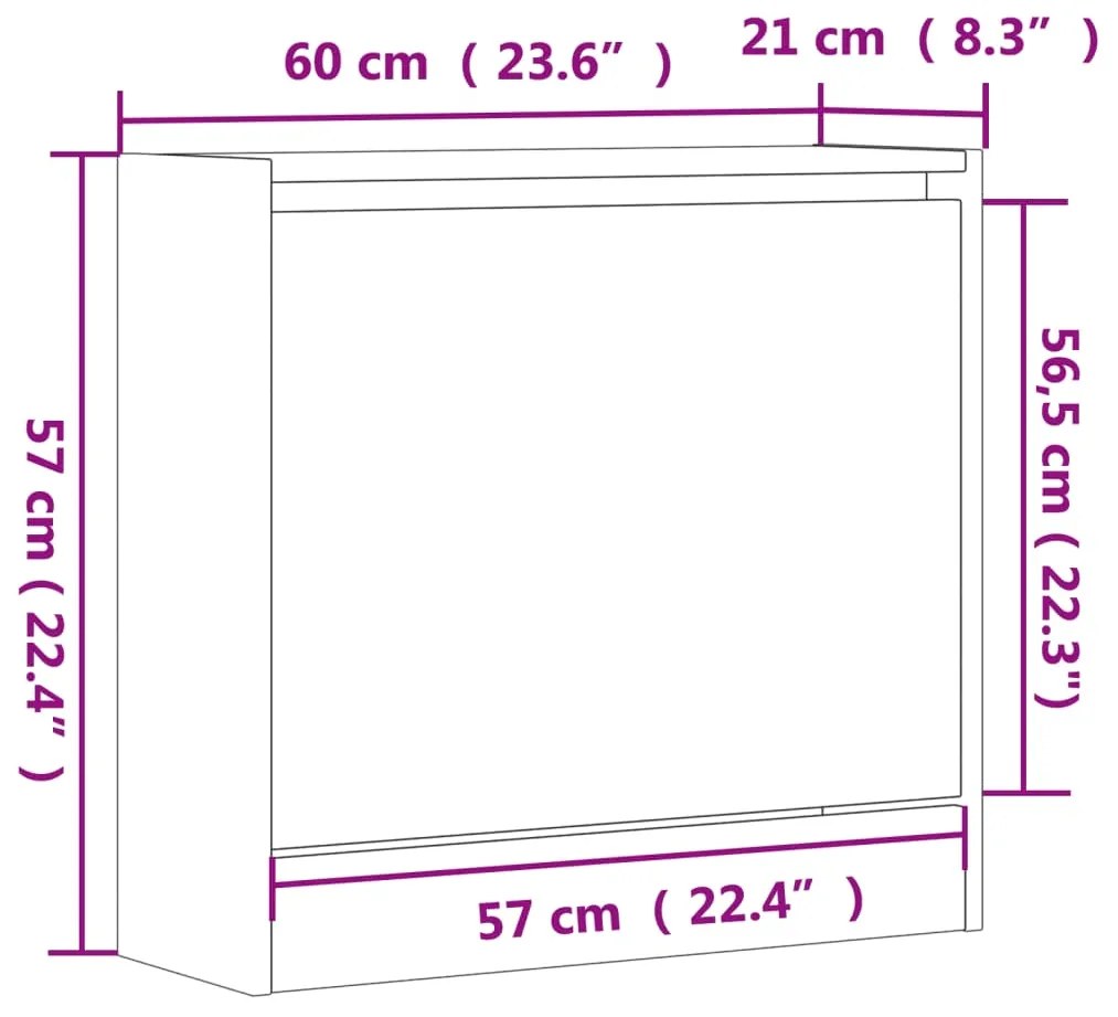 Παπουτσοθήκη Καφέ Δρυς 60x21x57 εκ. από Επεξεργασμένο Ξύλο - Καφέ