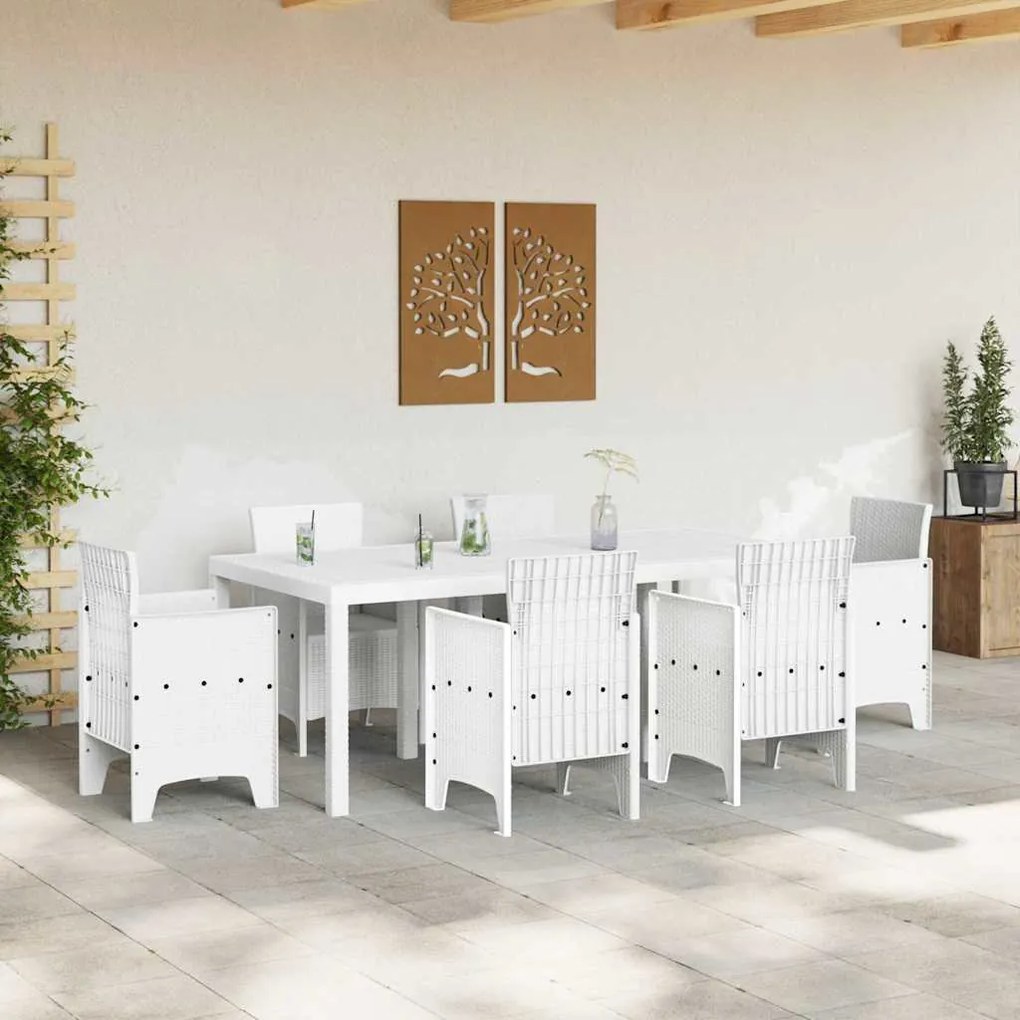 vidaXL Τραπέζι Κήπου Λευκό 200x100x73 εκ. Πολυ Ράττανα