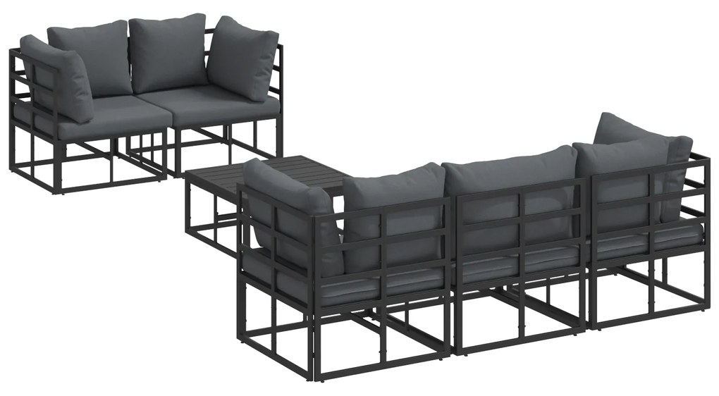 vidaXL Σετ Καναπέ Κήπου 6 pcs Μαύρο 70 x 70 x 32 εκ Αλουμίνιο
