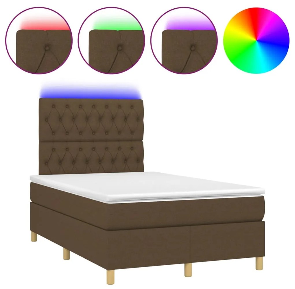 ΚΡΕΒΑΤΙ BOXSPRING ΜΕ ΣΤΡΩΜΑ &amp; LED ΣΚ.ΚΑΦΕ 120X200 ΕΚ ΥΦΑΣΜΑΤΙΝΟ 3135664