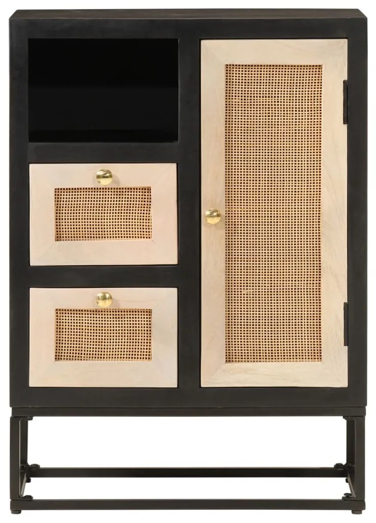 vidaXL Ντουλάπι Μαύρο 55x30x76 εκ. από Μασίφ Ξύλο Μάνγκο και Σίδηρο