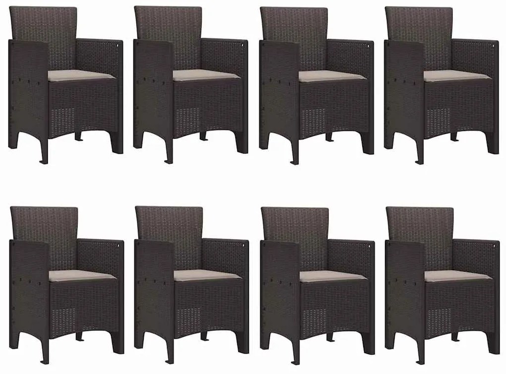 vidaXL Σέτ φαγητού για κήπο 9 pcs Καφέ Rattan Polt