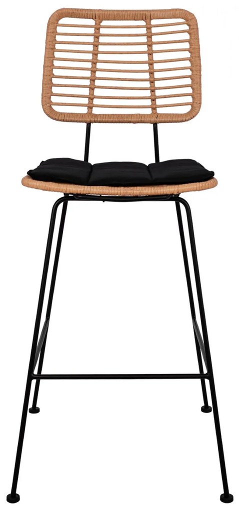 Σκαμπό Μπαρ ALLEGRA C5455 Μεταλλικό με Μπέζ Wicker &amp; Μαξιλάρι 46,5x55x117,5Υ εκ. 46.5x55x117.5 εκ.
