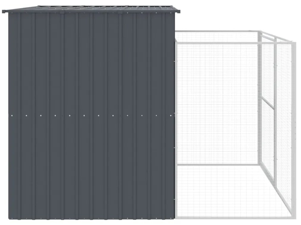 Σπιτάκι Σκύλου με Αυλή Ανθρακί 214x253x181 εκ. Γαλβαν. Χάλυβας - Ανθρακί