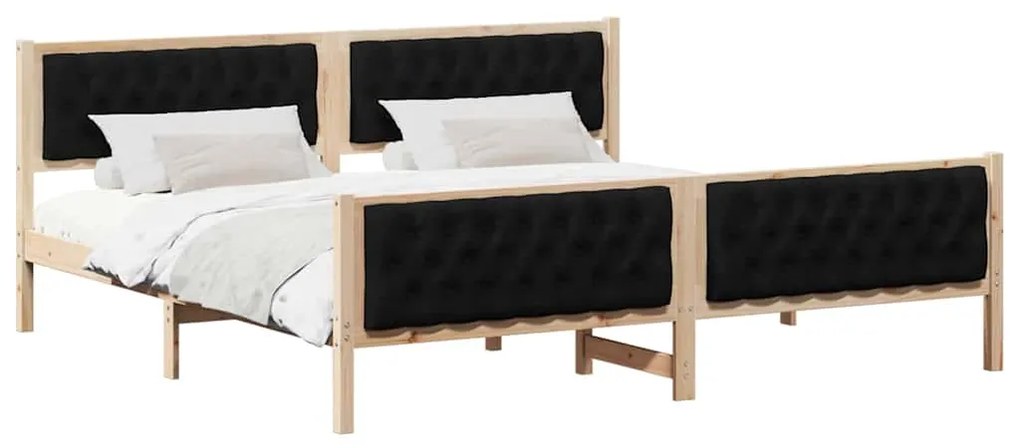 vidaXL Σκελετός Κρεβατιού Μαύρο 200 x 200 cm Στερεά ξυλεία πεύκου