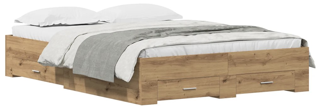 vidaXL Κρεβάτι με Συρτάρια Artisan Oak 135x190 cm Κατασκευασμένη Ξυλεία