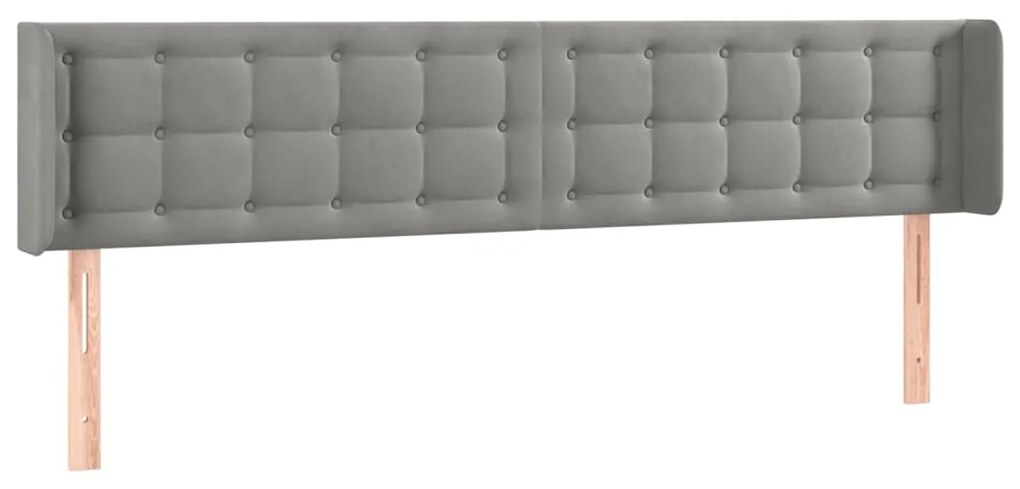 Κεφαλάρι με Πτερύγια Ανοιχτό Γκρι 163x16x78/88 εκ. Βελούδινο 3119256