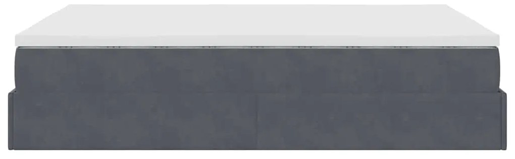 vidaXL Οθωμανικό κρεβάτι με στρώμα σκούρο γκρι 140x200cm Βελούδο