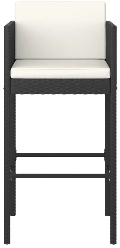 vidaXL Σκαμπό Μπαρ 2 τεμ. Μαύρο από Συνθετικό Ρατάν με Μαξιλάρια