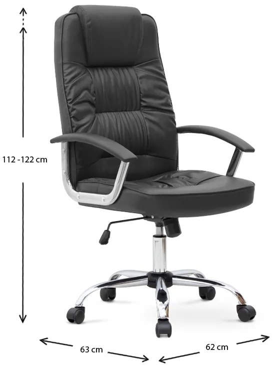 Καρέκλα γραφείου διευθυντική Arial Megapap από τεχνόδερμα χρώμα μαύρο 62x63x112/122εκ.