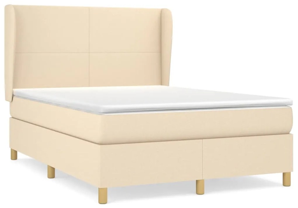 vidaXL Κρεβάτι Boxspring με Στρώμα Κρεμ 140x190 εκ. Υφασμάτινο