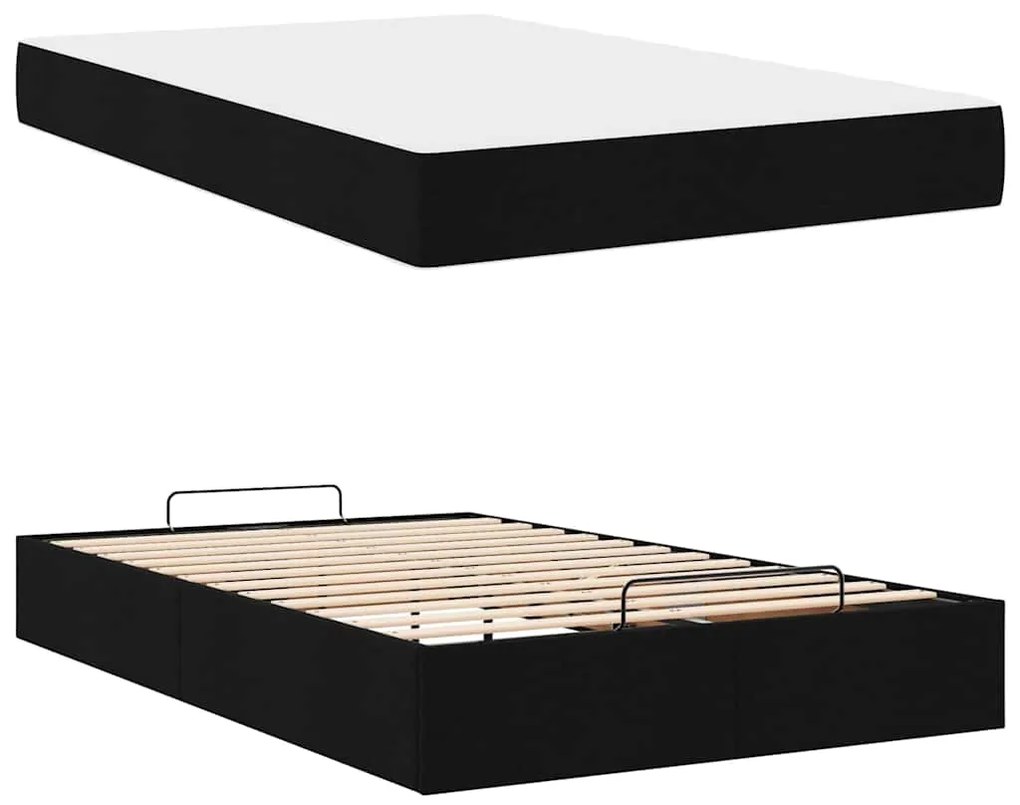 vidaXL Σκελετός κρεβατιού με στρώμα με στρώμα 2 pcs Μαύρο ύφασμα