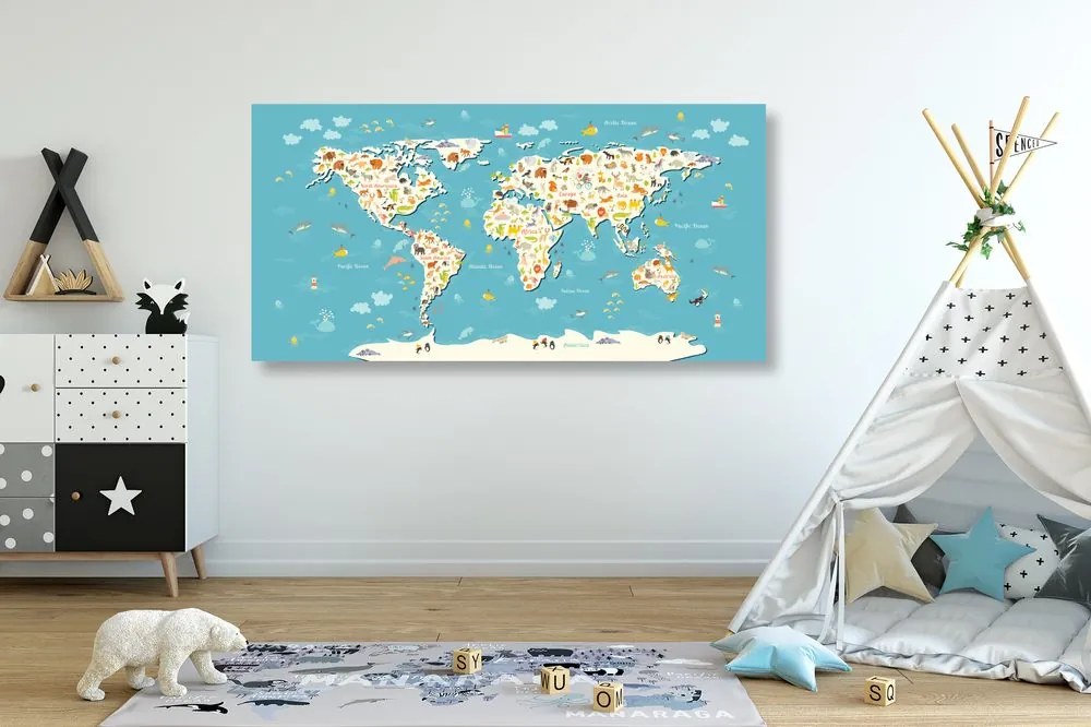 Εικόνα στο χάρτη μωρών από φελλό με ζώα - 100x50  arrow
