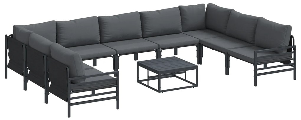 vidaXL Σετ Καναπέ Κήπου 10 pcs Ανθρακί Ατσάλι