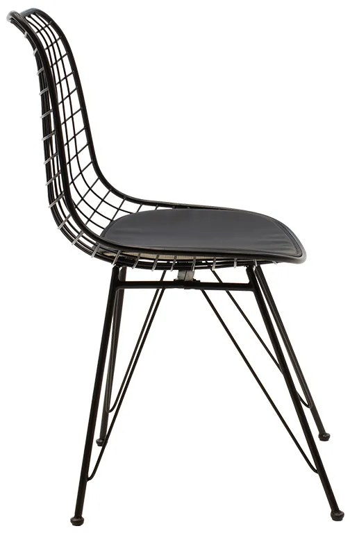 Καρέκλα Taj pakoworld μέταλλο μαύρο-μαξιλάρι PVC μαύρο - Μέταλλο - 058-000024