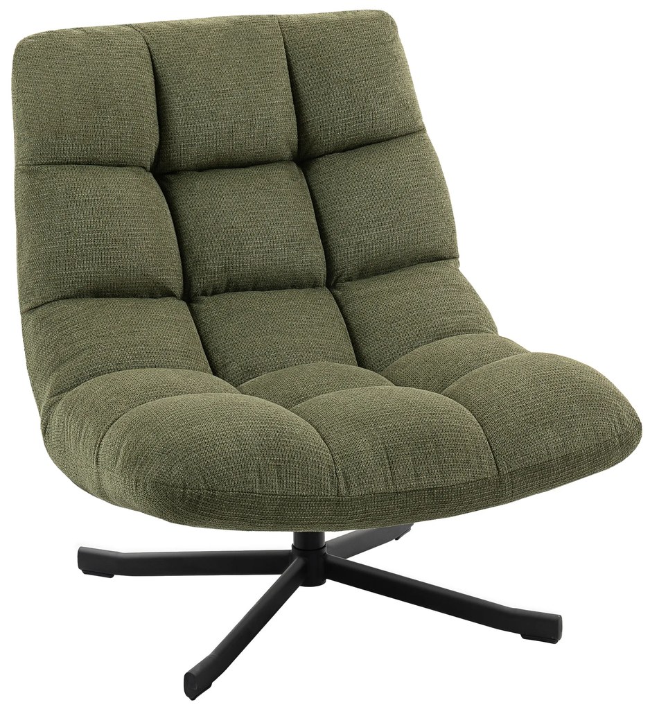 HOMCOM Περιστρεφόμενη πολυθρόνα lounge με φαρδύ κάθισμα, αδιάβροχο ύφασμα τύπου chenille, σταυρωτά ατσάλινα πόδια, πράσινο