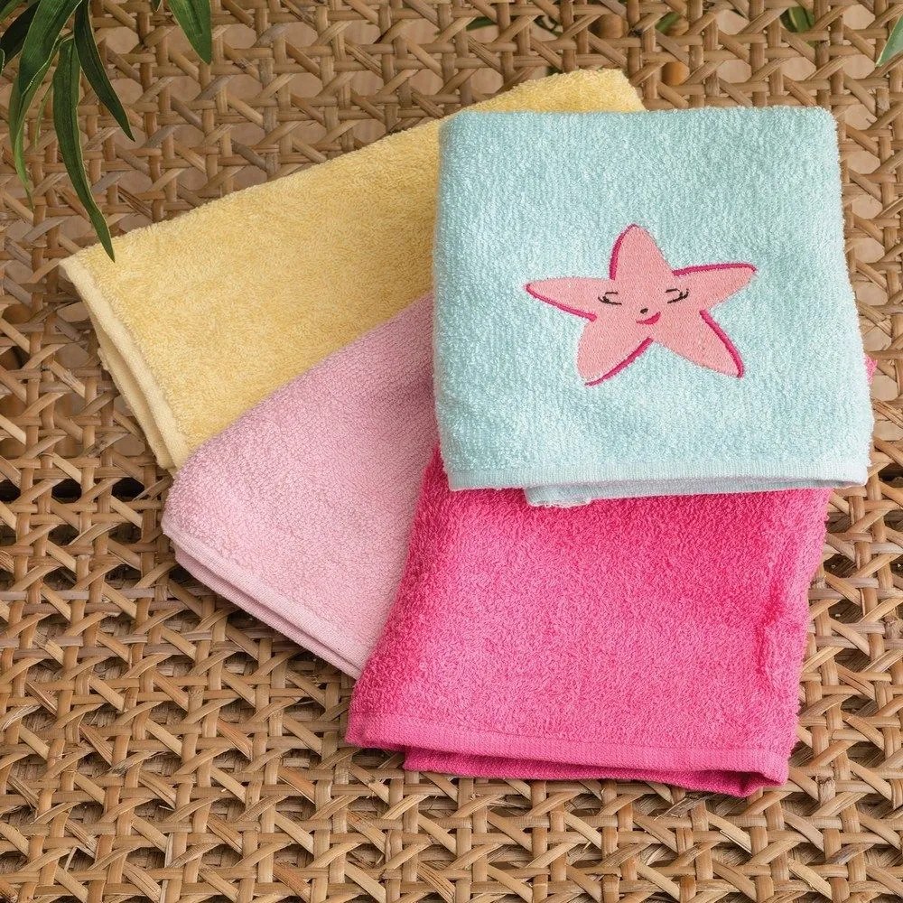 Πετσέτες Παιδικές Starfish (Σετ 4τμχ) Multi Palamaiki Towels Set 40x60cm 100% Βαμβάκι