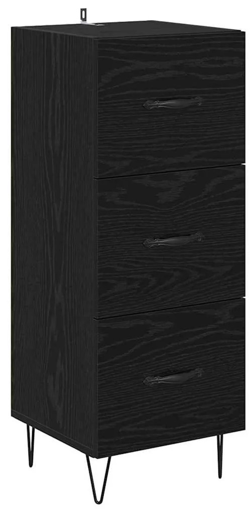 vidaXL Πλαϊνό γραφείο Μαύρη δρυς 34 x 34.5 x 90 εκ Επεξεργασμένο ξύλο