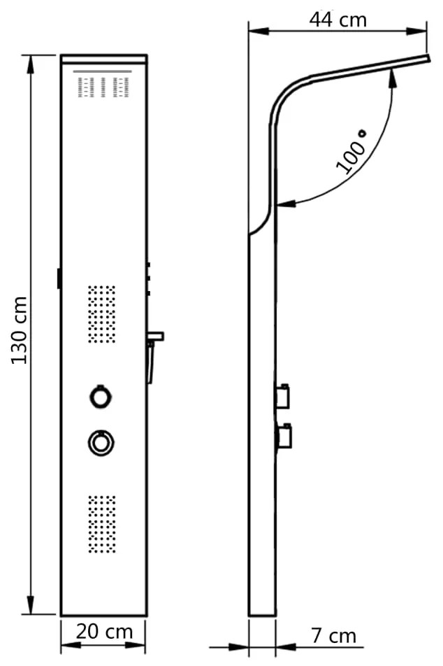 Στήλη Ντους Υδρομασάζ Λευκή 20x44x130 εκ. από Αλουμίνιο