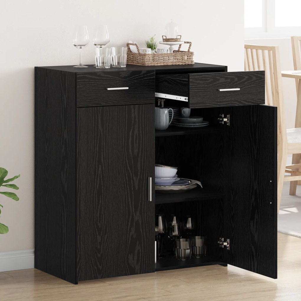 vidaXL ντουλάπα αποθήκευσης Μαύρης Δρυς 80x42.5x93.5 εκ Επεξεργασμένο Ξύλο