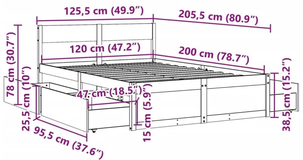 Σκελετός Κρεβ. Χωρίς Στρώμα Καφέ Κεριού 120x200 εκ Μασίφ Πεύκο - Καφέ