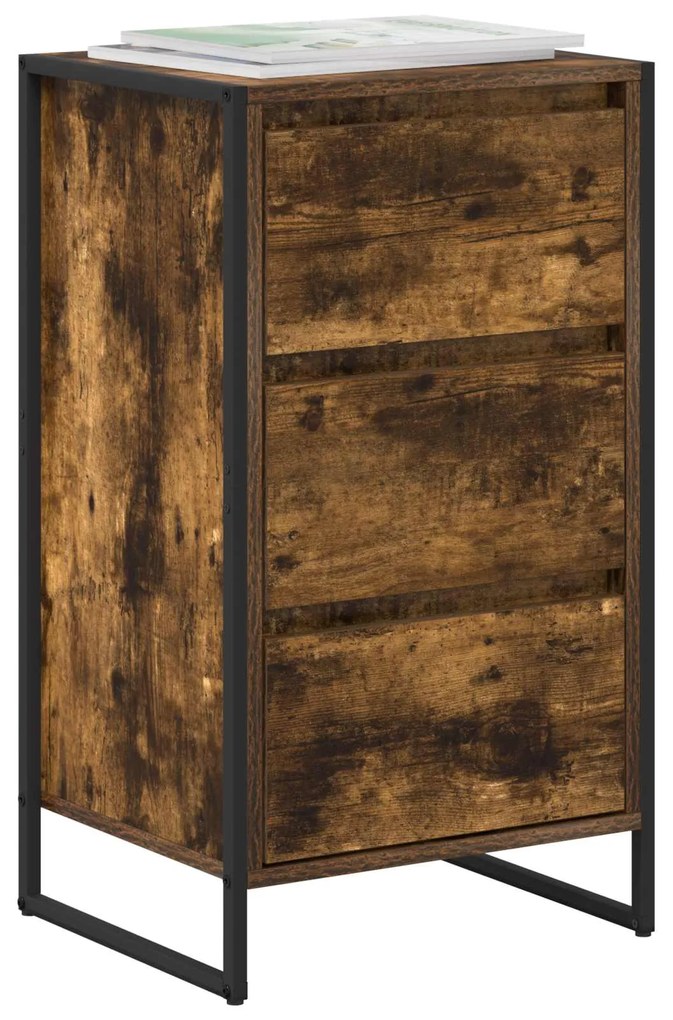 vidaXL Πλαϊνό γραφείο με συρτάρι Καπνιστό Δρύς 42 x 36 x 75.5 εκ.