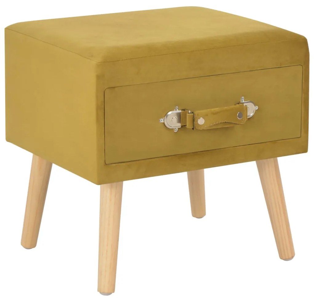 vidaXL Κομοδίνο Μουσταρδί 40 x 35 x 40 εκ. Βελούδινο