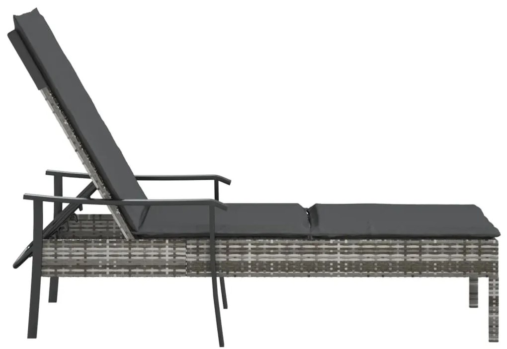 vidaXL Ξαπλώστρα με Μαξιλάρι Γκρι από Συνθετικό Ρατάν