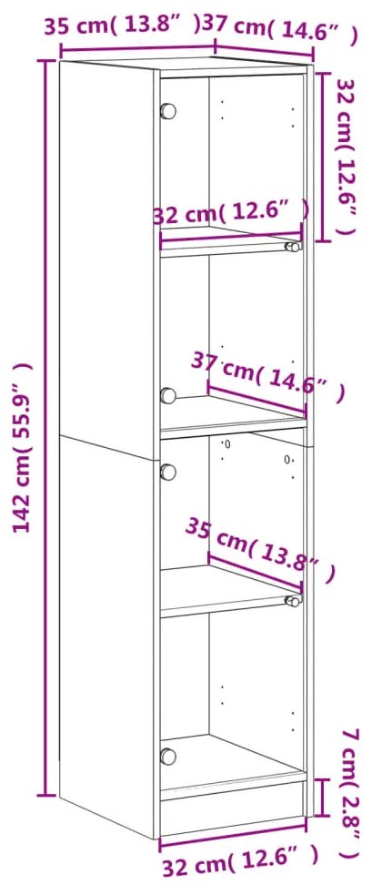 ΝΤΟΥΛΑΠΙ ΓΚΡΙ ΣΚΥΡΟΔΕΜΑΤΟΣ 35X37X142 ΕΚ. ΜΕ ΓΥΑΛΙΝΕΣ ΠΟΡΤΕΣ 836437