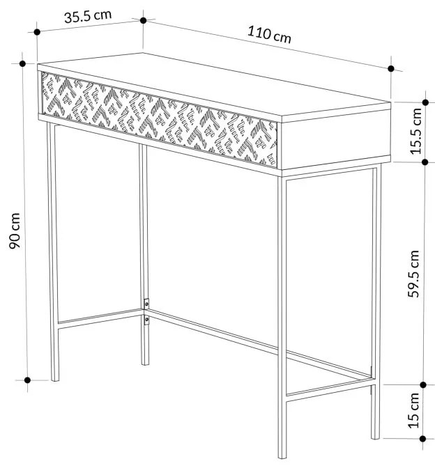 Κονσόλα Elettra pakoworld καρυδί-μαύρο 110x35.5x90εκ (1 τεμάχια)