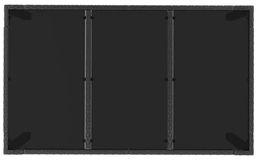 vidaXL Τραπέζι Κήπου με Γυάλινη Επιφάνεια Μαύρο 150x90x75εκ Συνθ Ρατάν