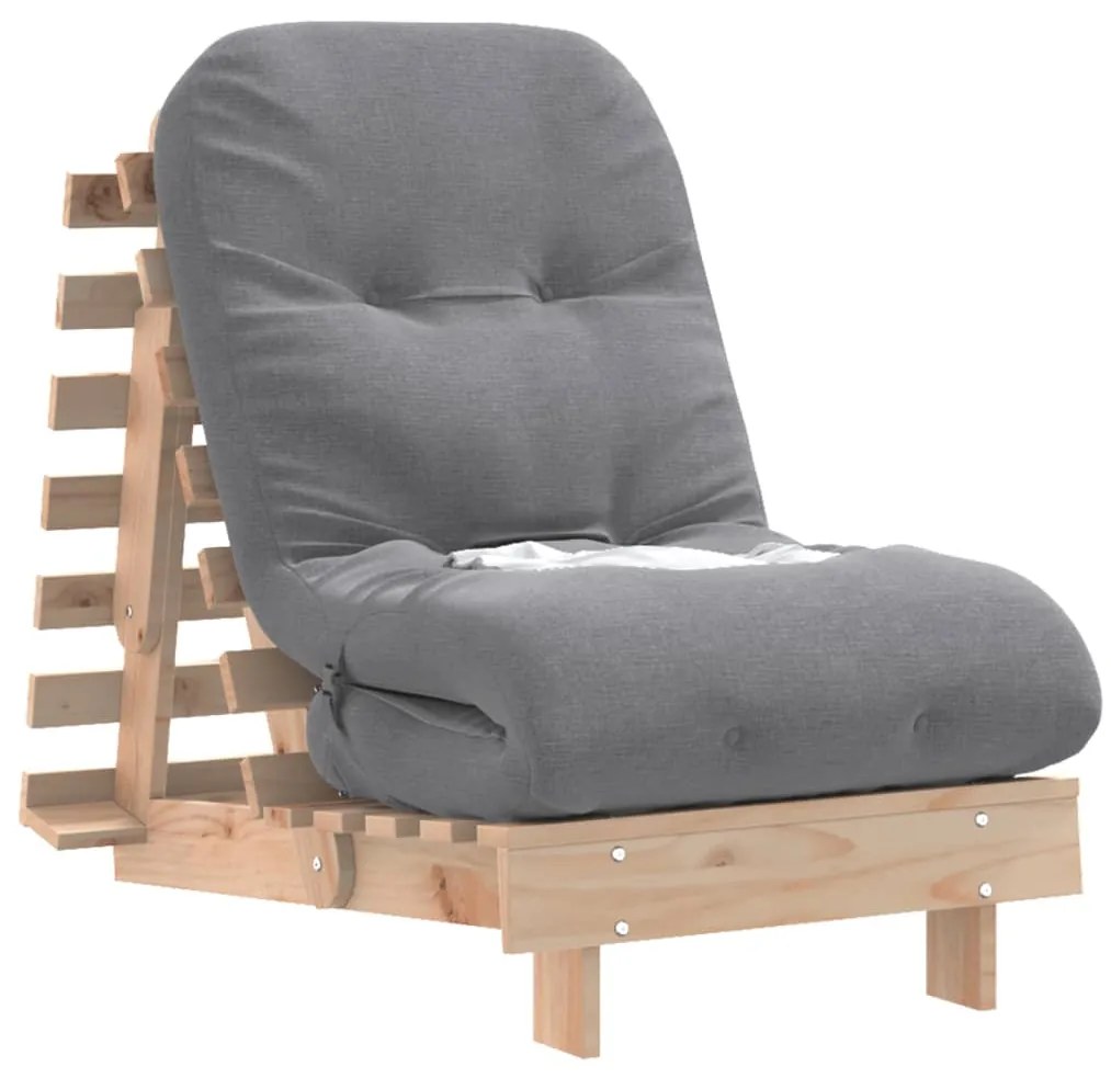 vidaXL Καναπές Κρεβάτι Futon με Στρώμα 60x206x11 εκ. Μασίφ Ξύλο Πεύκου