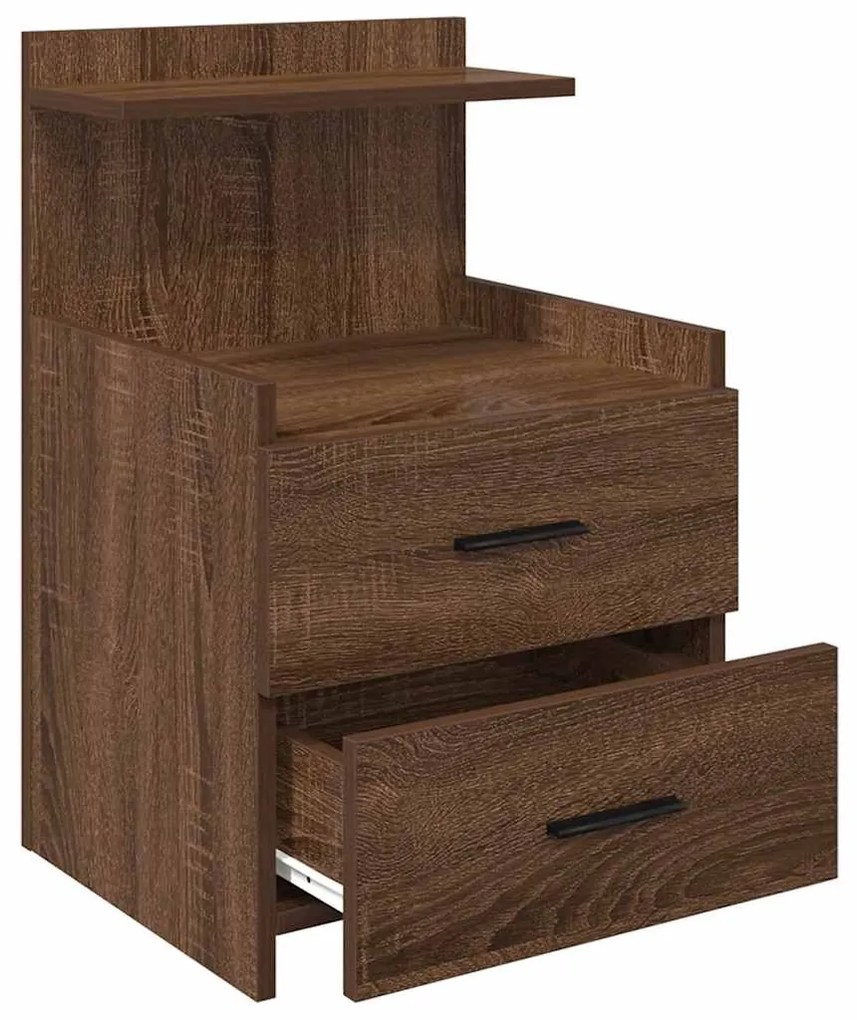 vidaXL Κομοδίνα 2 τεμ. με 2 Συρτάρια, Καφέ Δρυς 40x36,5x62 εκ.